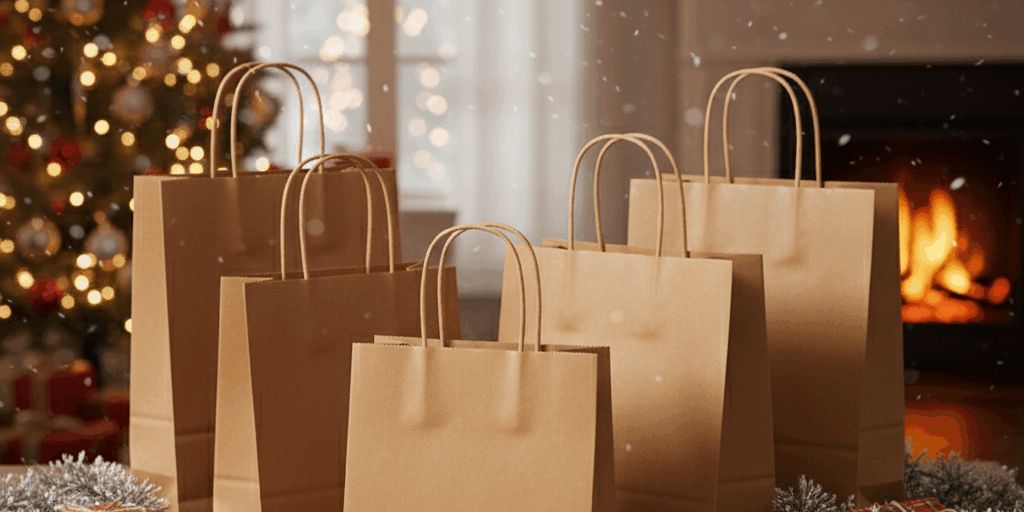 Thick handle kraft paper bags for takeaway and clothing