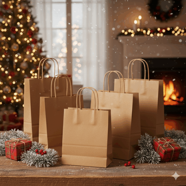 Thick handle kraft paper bags for takeaway and clothing