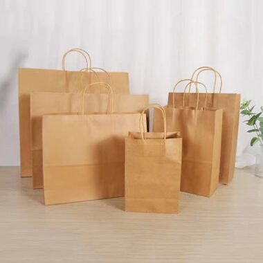 Thick handle kraft paper bags for takeaway and clothing