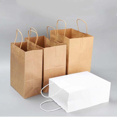Thick handle kraft paper bags for takeaway and clothing