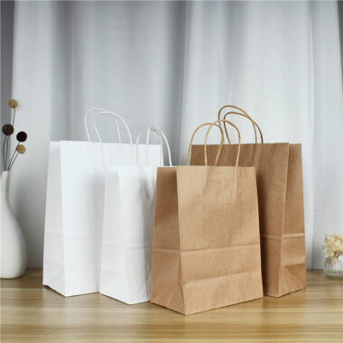Thick handle kraft paper bags for takeaway and clothing