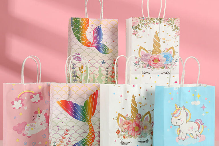Unicorn Kids Birthday Gift Paper Bags (8) Cartoon unicorn kraft gift paper bags for kids birthday party