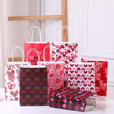 Eco recyclable handle gift paper bags for Valentine and wedding parties