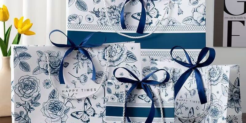 Luxury vintage floral shopping and gift paper bags