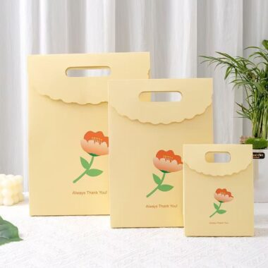 Fresh floral thick yellow gift paper bags