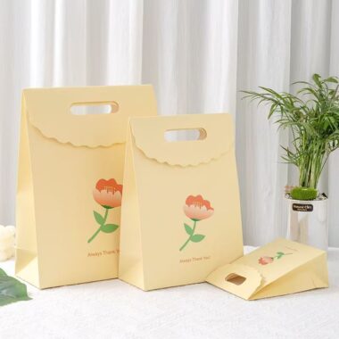 Fresh floral thick yellow gift paper bags